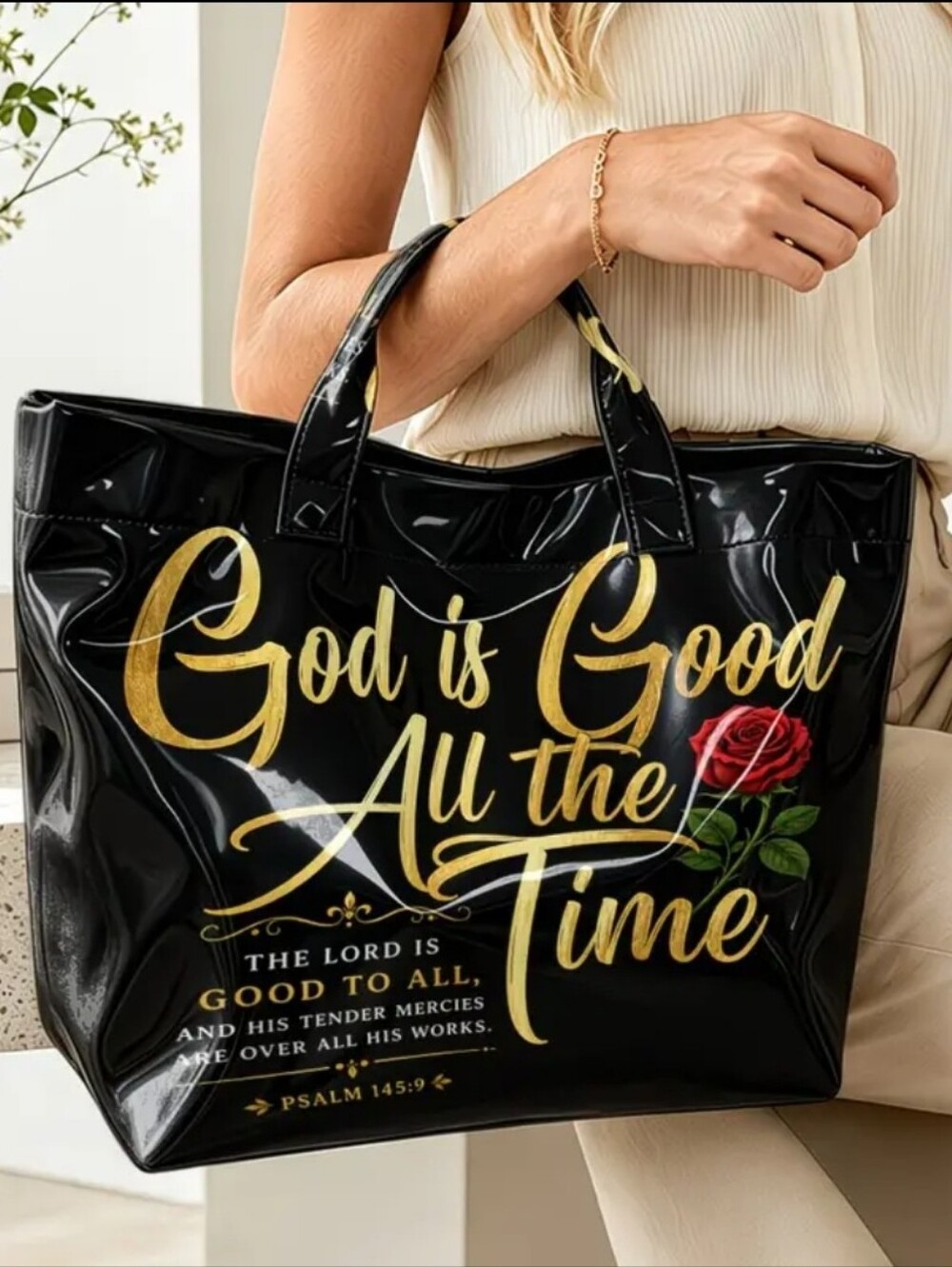 Inspiration Motavational Large PVC Daily Tote Bag